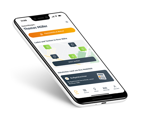 mockup von einem smartphone, auf dem die acv app geöffnet ist